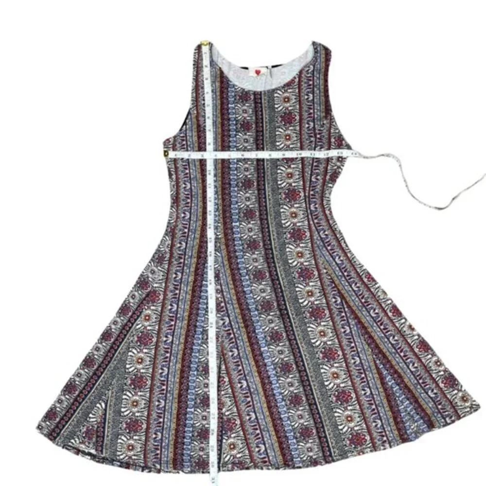 One Clothing Boho Medallion Stripe Skater Mini Dress Size L
